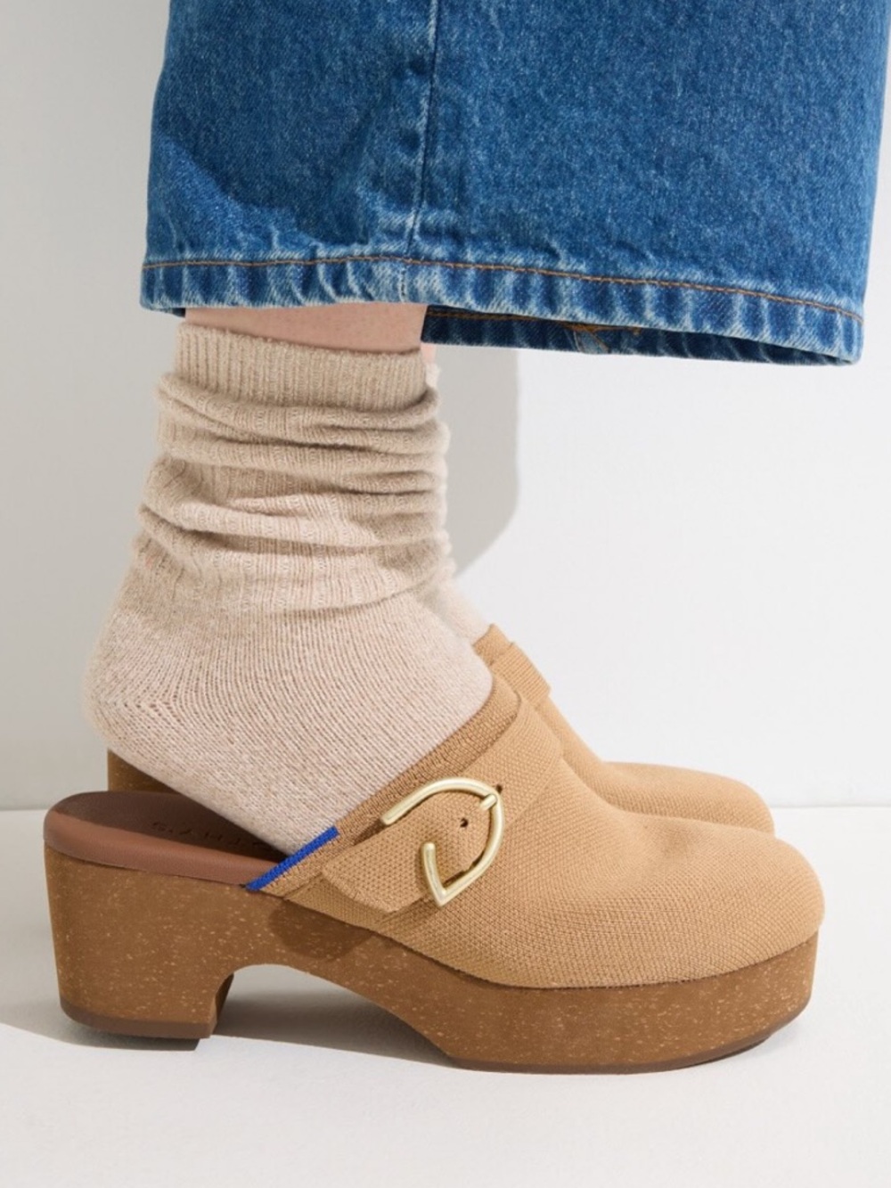Rothys the Classic Buckle Clog in Butternut - Picture 9 of 9